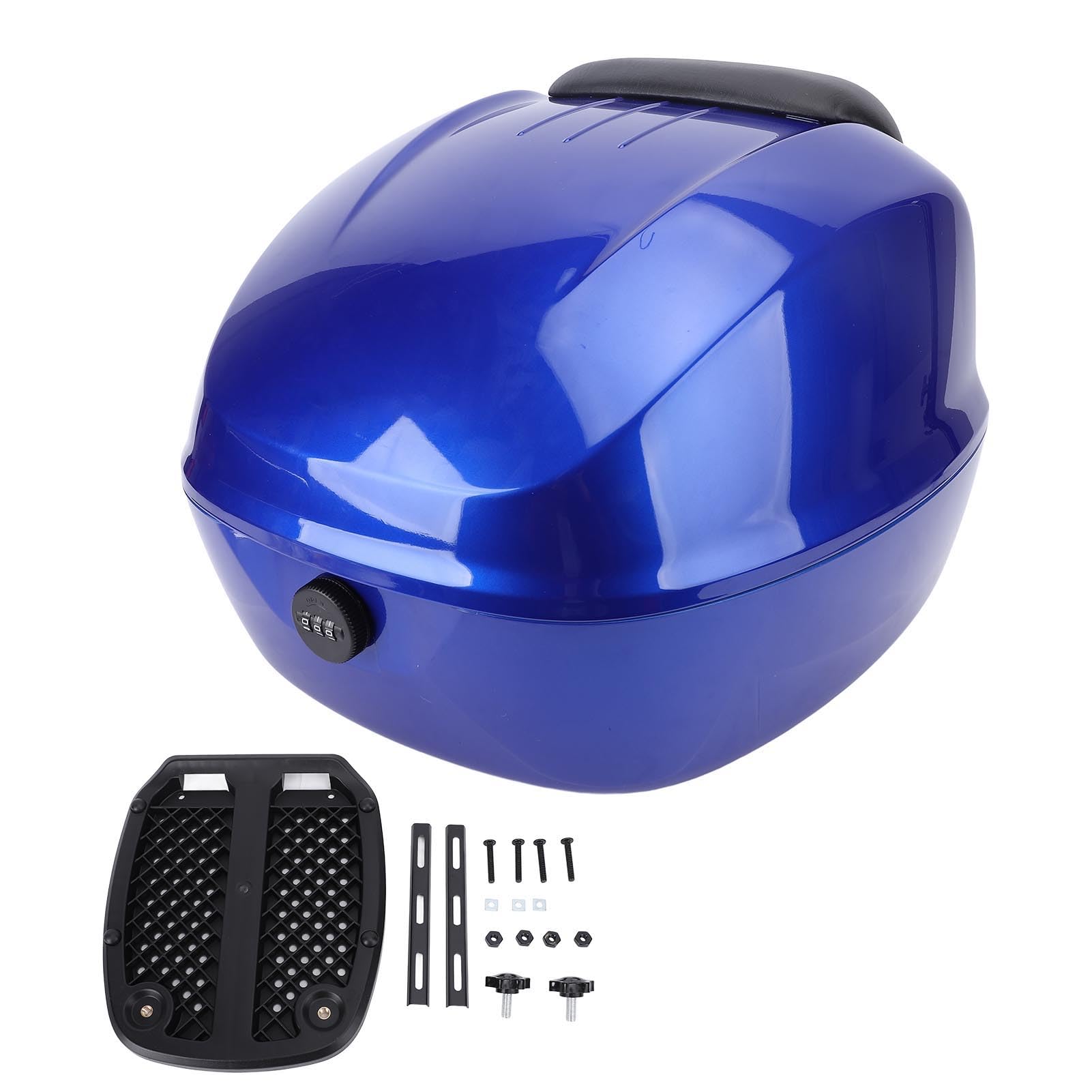 CHICIRIS Top Case de Moto, Coffre de Rangement 33 L ABS Verrouillable avec Doublure en PU Amovible et Lavable pour Motos, Scooters, Vélos électriques (Blue)