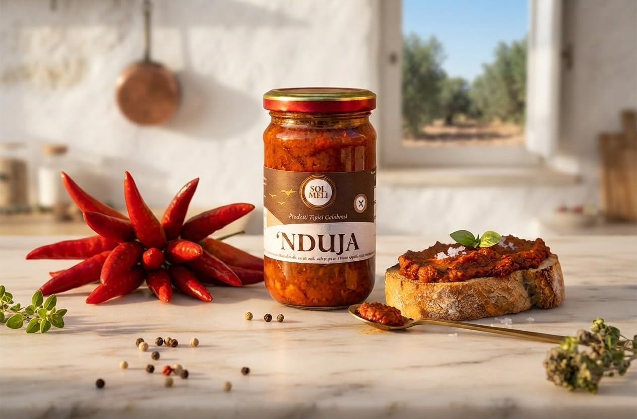 Estock1food 'Nduja in Vasetto Tradizionale Calabrese, Crema Piccante di Suino e Peperoncino (6 Vasetti)