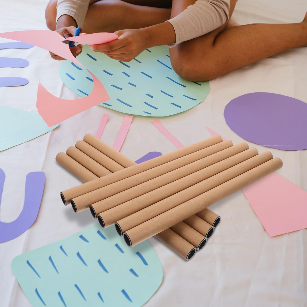 iplusmile 10 Stück Pappröhren 40cm Länge, 2mm Wandstärke Robuste Versandrolle für Poster & Pläne, Stabile Versandhülsen für Kunstwerke & Zeichnungen, Posterröhre Braun für Lagerung und Versand
