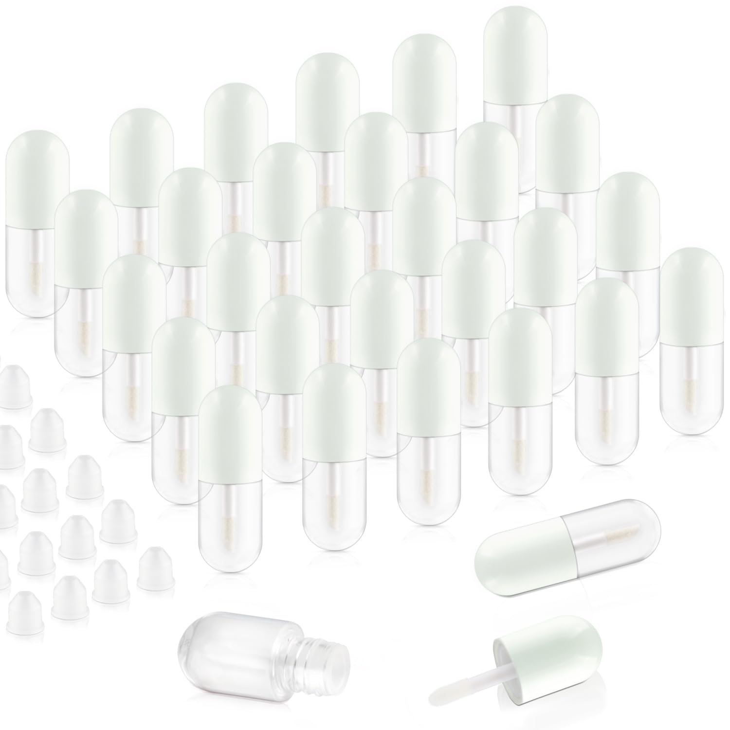 30 Pcs 5ml Lip Gloss Tubes Refillable Round Plastic Tube Vials Mini Lip Balm Bottle Container for Women Girls DIY Cosmetic Travel - Green