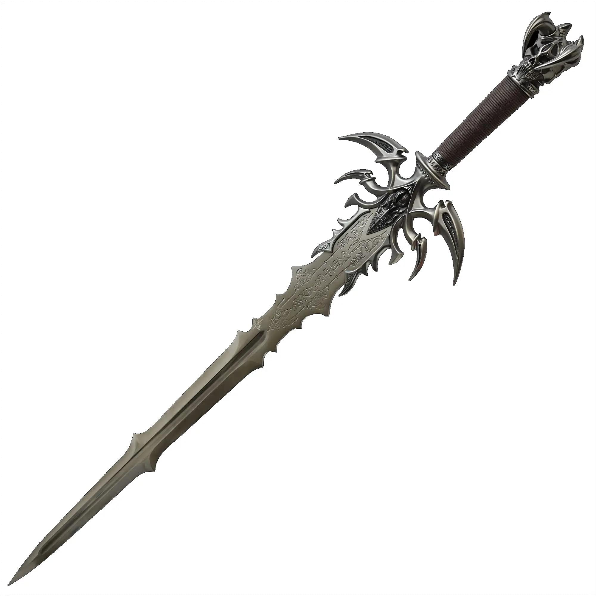 Kit Rae Vorthelok Sword | Dark Edition | Swords of the Ancients Collection | Collector's Item | Certificate of Authenticity Included | 28" Stainless Steel Blade | Cord Wrapped | Overall Length 45"