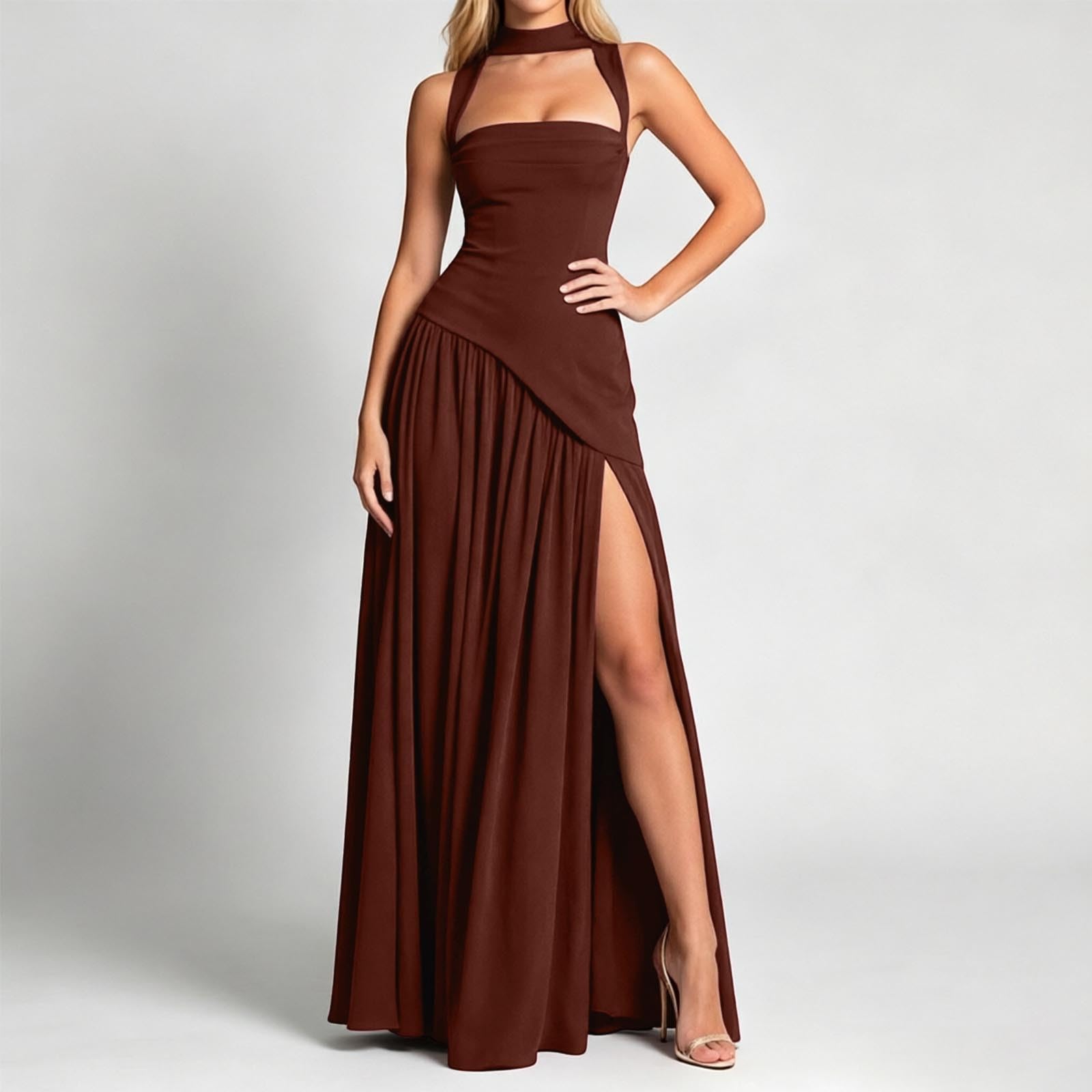 Vestido Ajustado con Bufanda, Espalda Descubierta Irregular, Atuendo Casual de Verano.