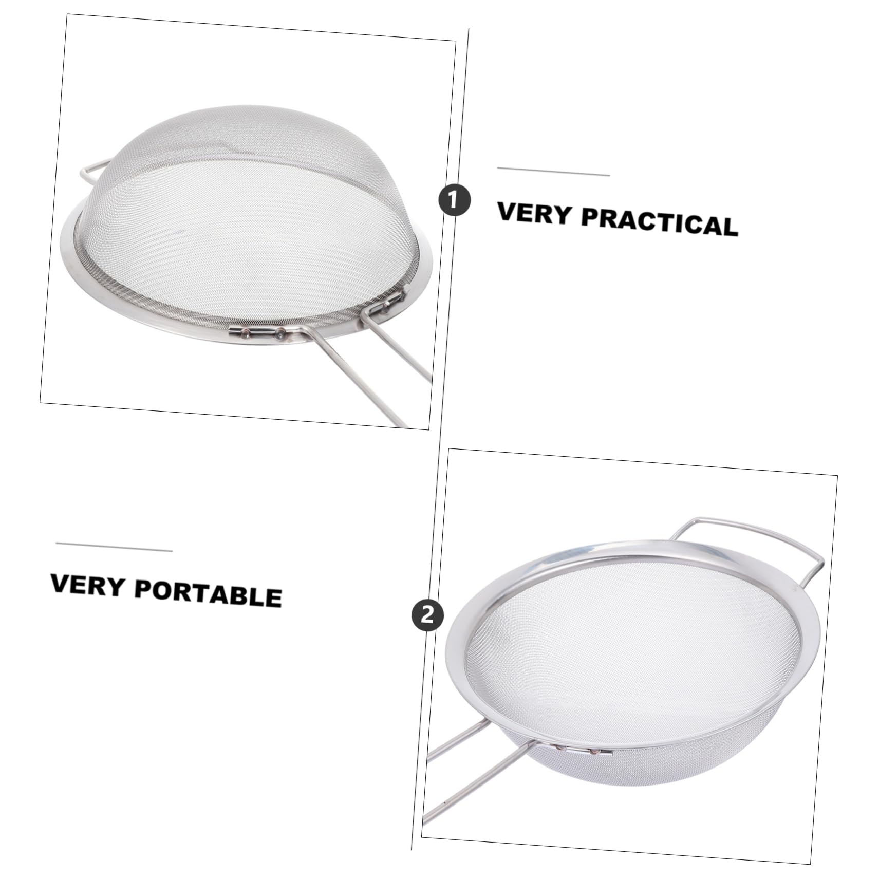 SOLUSTRE 3pcs Stainless Steel Flour Sieves Sifting Strainer for Baking for Flour Sugar Tea and Oil Filtering