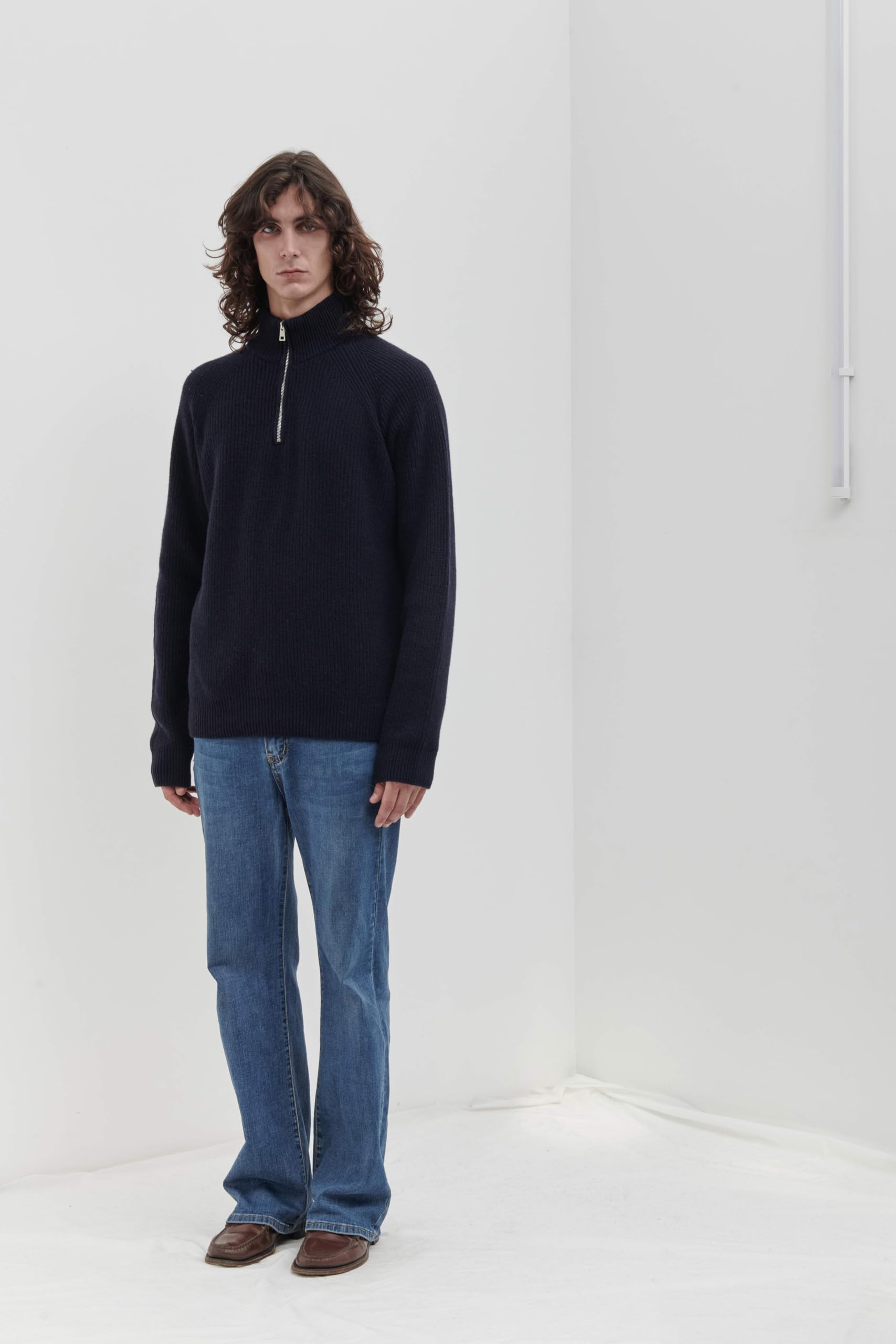 Diana Studio Maglione Mezza Zip in Lana Blend Fatto in Italia Maglione Uomo (Pacco da 1)