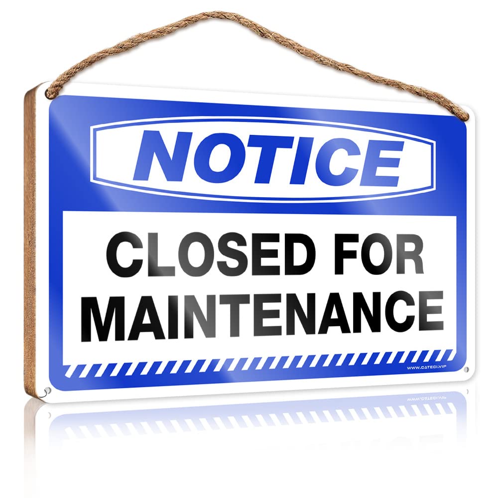 FRINTOXA Funny Hanging Farm Interesting Sign Notice Closed For Maintenance Wooden Sign(15X28CM)