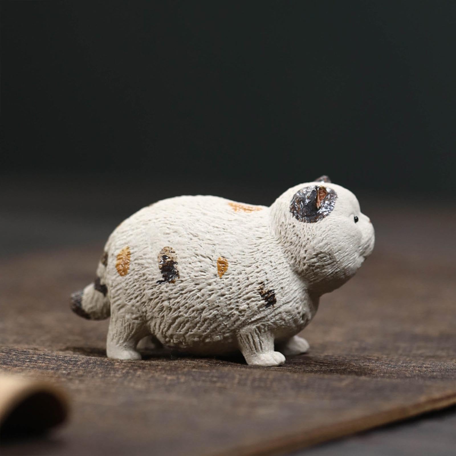 HEAVENGLOW Ceramic Mini Cat Statue Tea Pet Miniature for House
