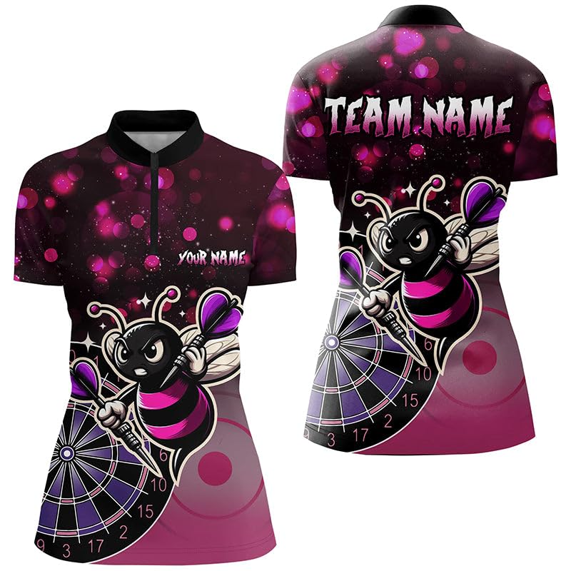 Personalisierte Pinke Darts Bienen Custom Darts Shirts für Herren & Damen, Lustige Darts Kleidung, Beste Darts Geschenke T2105