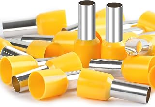 AIRIC UL Listed Wire Ferrule Connectors 4 Gauge - DIN Standard - Crimp Copper Ferrules Terminals Wiring Electrical Connector Nylon Insulated Pin Cord End Terminal 4 AWG, Yellow, 20 Pcs