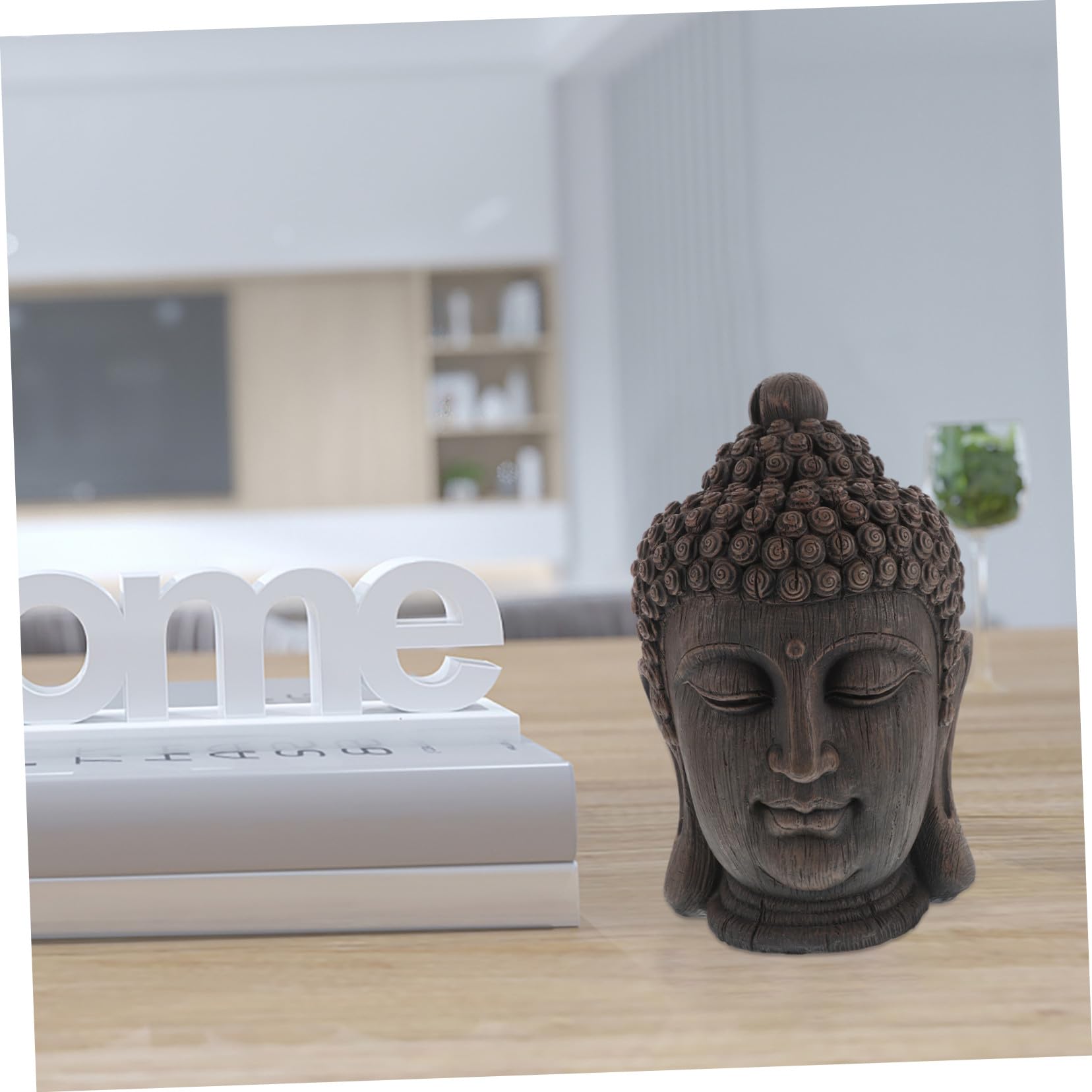 Estatua de Buda Meditando Cabeza Grande de Resina Sudeste Asiático para Decoración Interior Hogar Jardín Estilo Tailandés