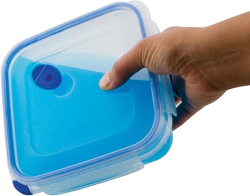 Miniatura 8 de Sterilite Ultra-Seal - Recipiente de almacenamiento de alimentos de 4 tazas, tapa transparente y base con detalles azules, paquete de 6