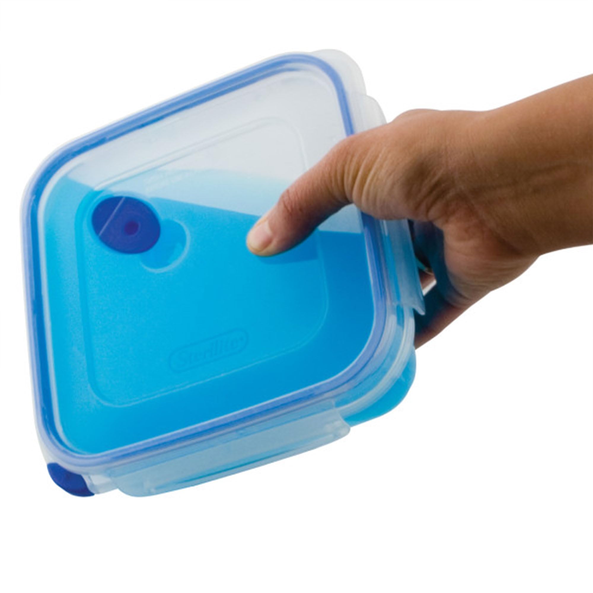 Sterilite 03314706 - Juego de 6 Tapas Transparentes y Base con Detalles en Azul, plástico, Azul, 4 Cup