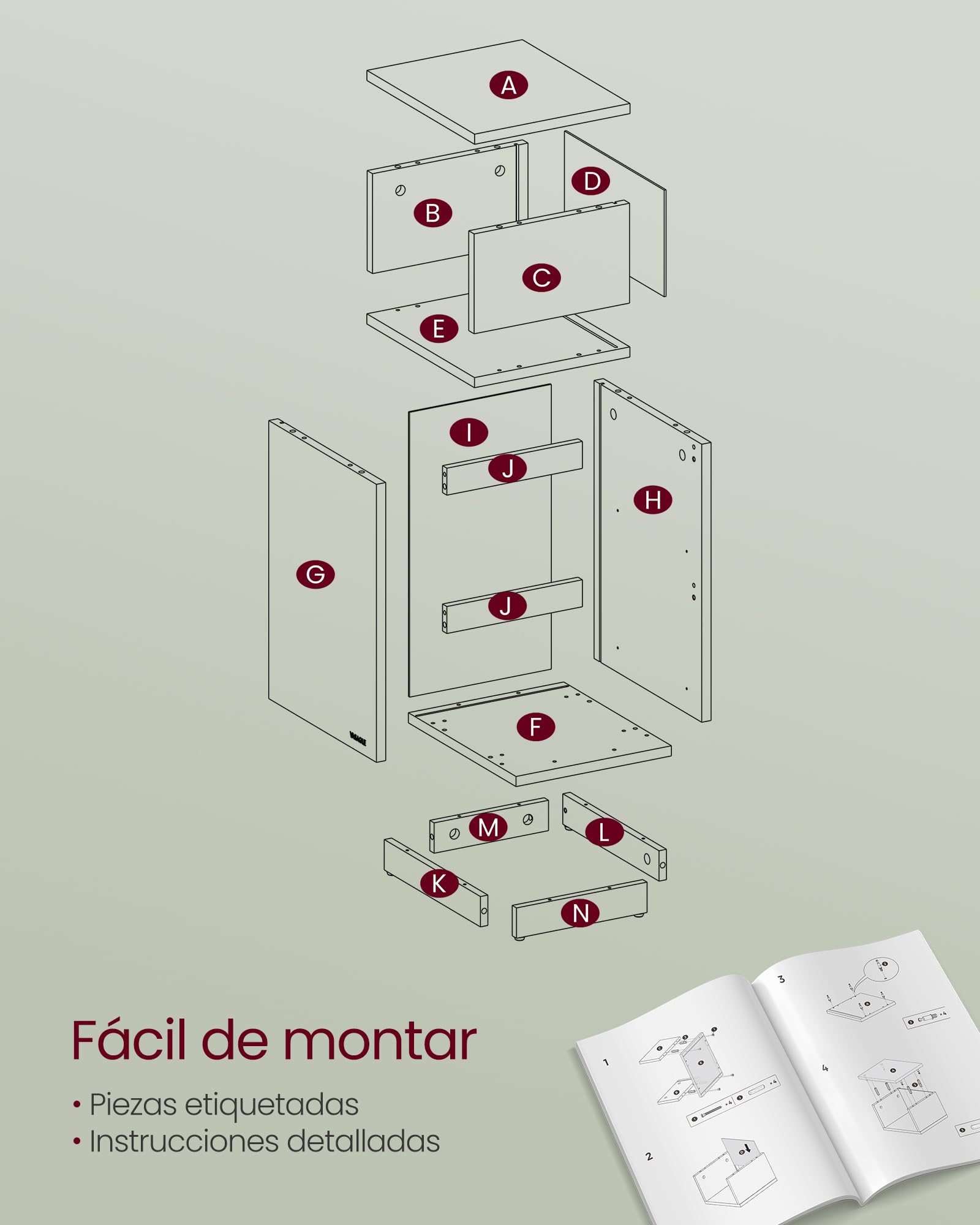 VASAGLE Kailyn Colección - Mesita de Noche Estrecha, Mesa Auxiliar con 2 Cajones y Compartimento Abierto, Encajable a la Izquierda o a la Derecha, Dormitorio, Salón, Blanco Nube LET656W01V1