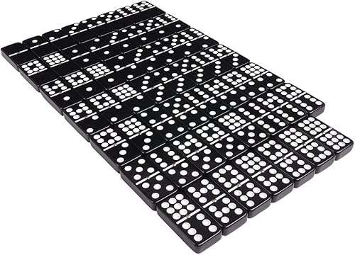 Miniatura 6 de Silverman & Co. Juego de dominó negro doble 9 grande - Estuche naranja