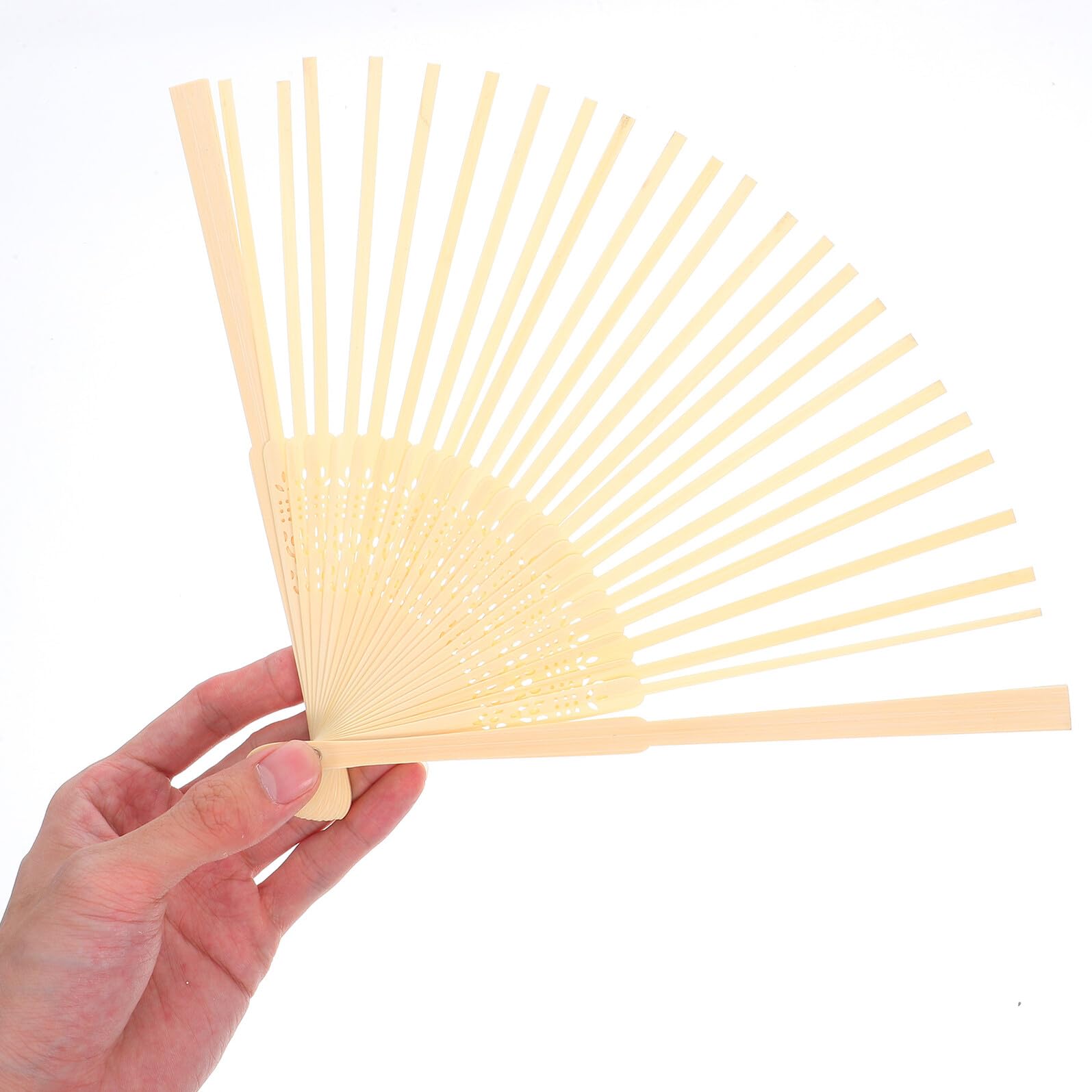 Angoily Marco de Abanico Estilo Japonés DIY Esqueleto Plegable de Abanico Natural sin Tela Material Ligero y Resistente para Hacer y Boda Accesorio para Manualidades y Fiestas