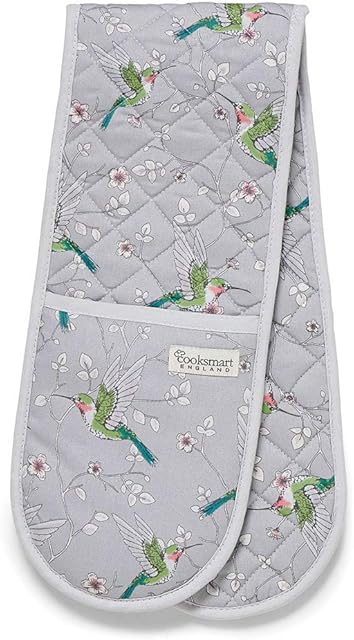 Double Oven Glove Hummingbirds Design 100% Cotton Outer