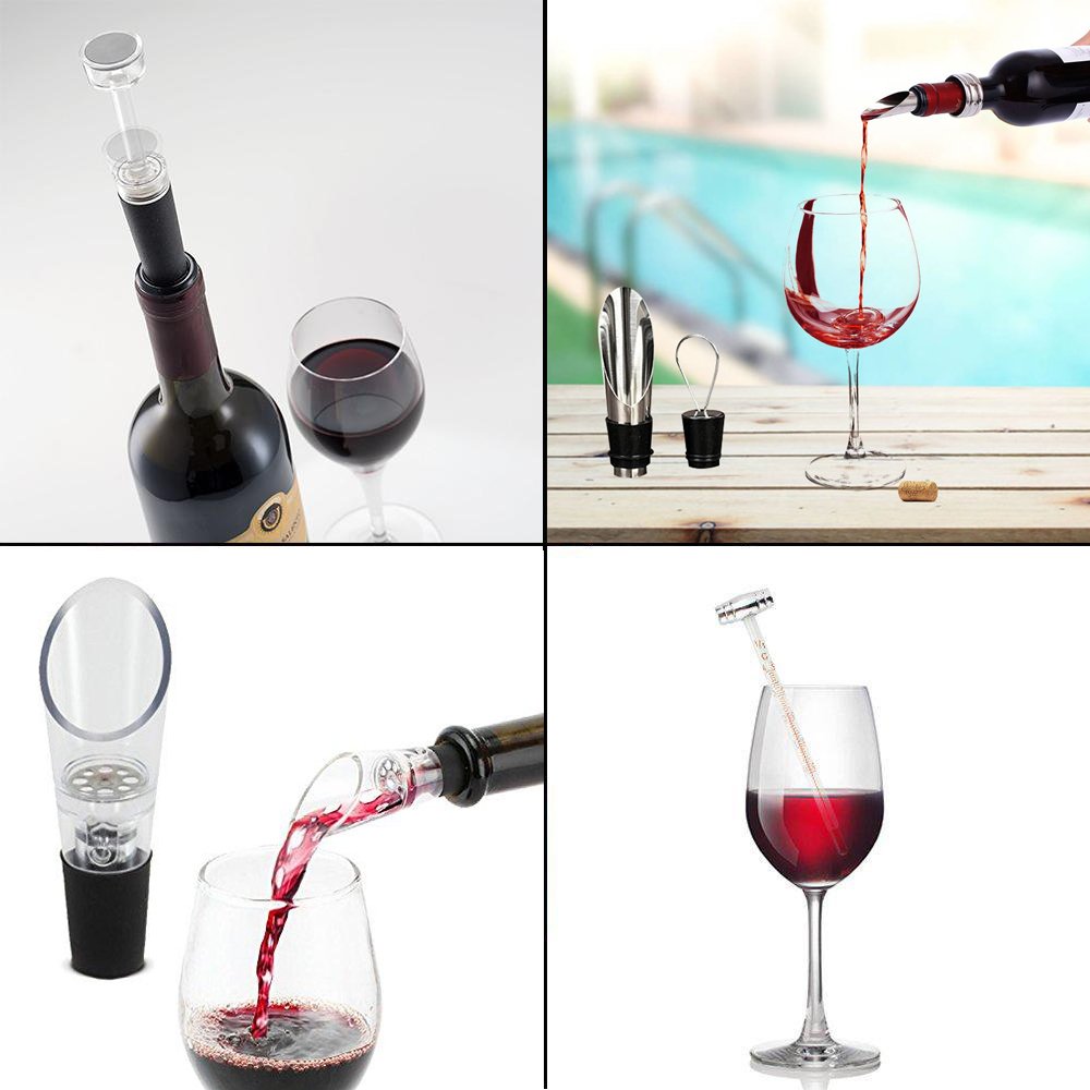 Juego de Accesorios para Vino con Sacacorchos Manual 9 Piezas