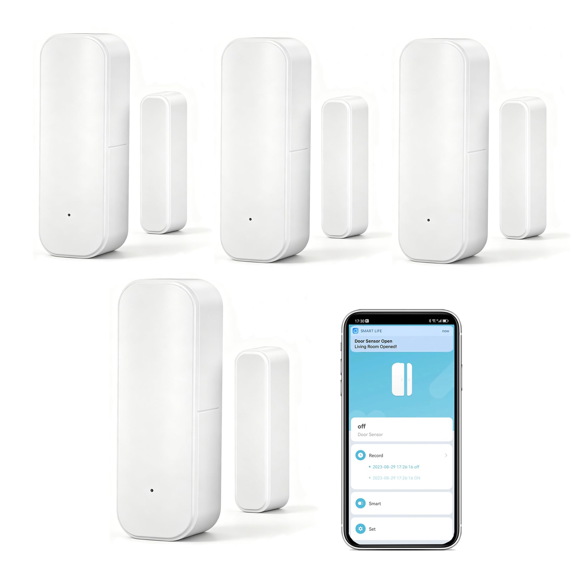 Sensore WiFi per porte e finestre: sensore di contatto intelligente compatibile con Alexa e Google Assistant