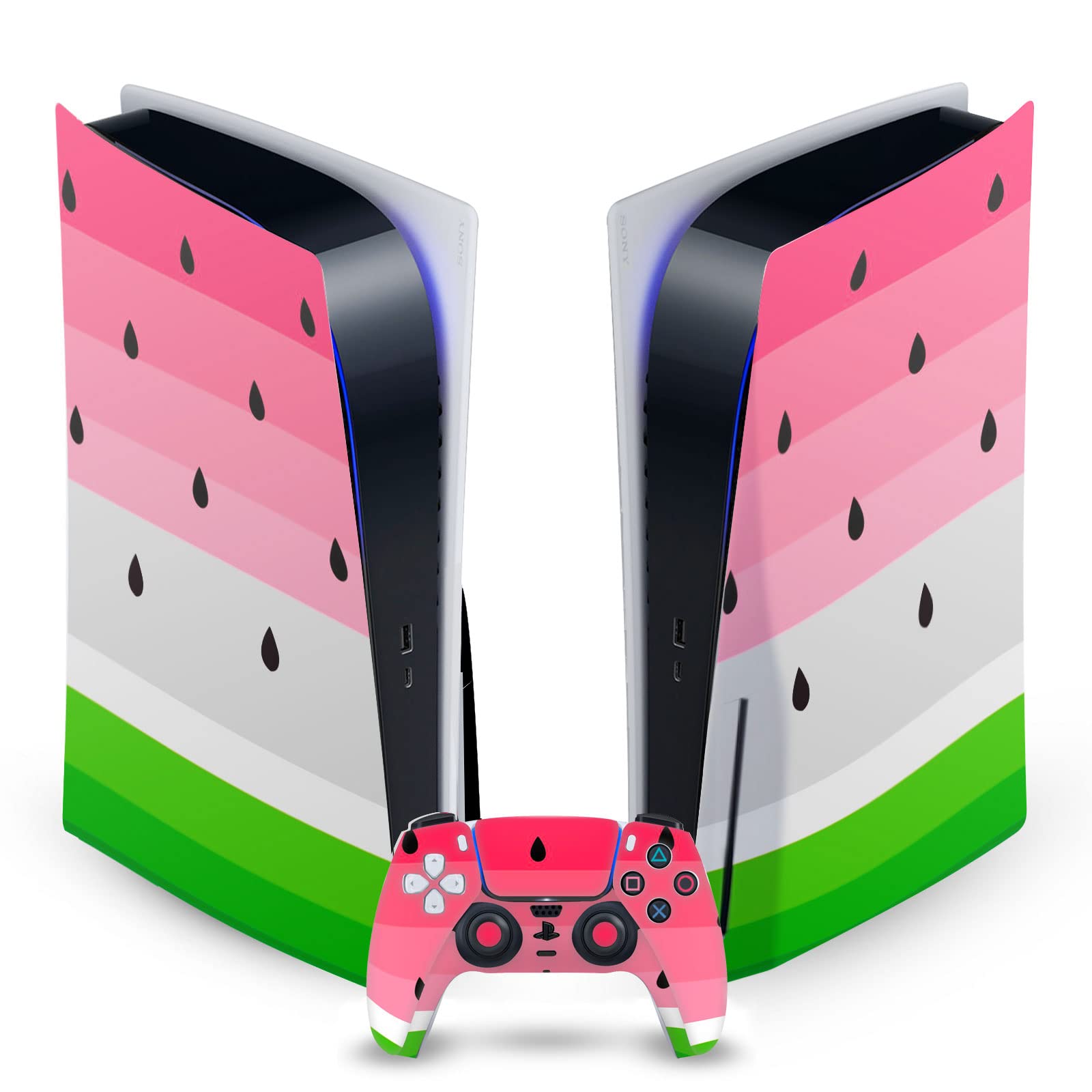 Skin Compatible Sony PlayStation 5 Disc Edition Pastèque Vinyle - 7
