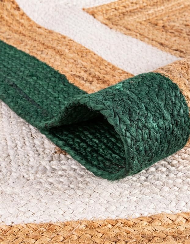 Tappeto in iuta di alta qualità, 6 x 60 cm, verde e bianco con beige