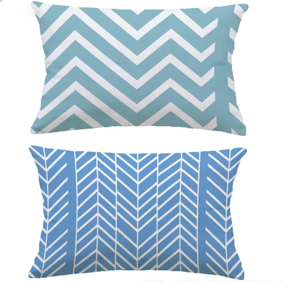 Housse de coussin de jardin 60x80 bleu imperméable extérieur M-P490 - 2