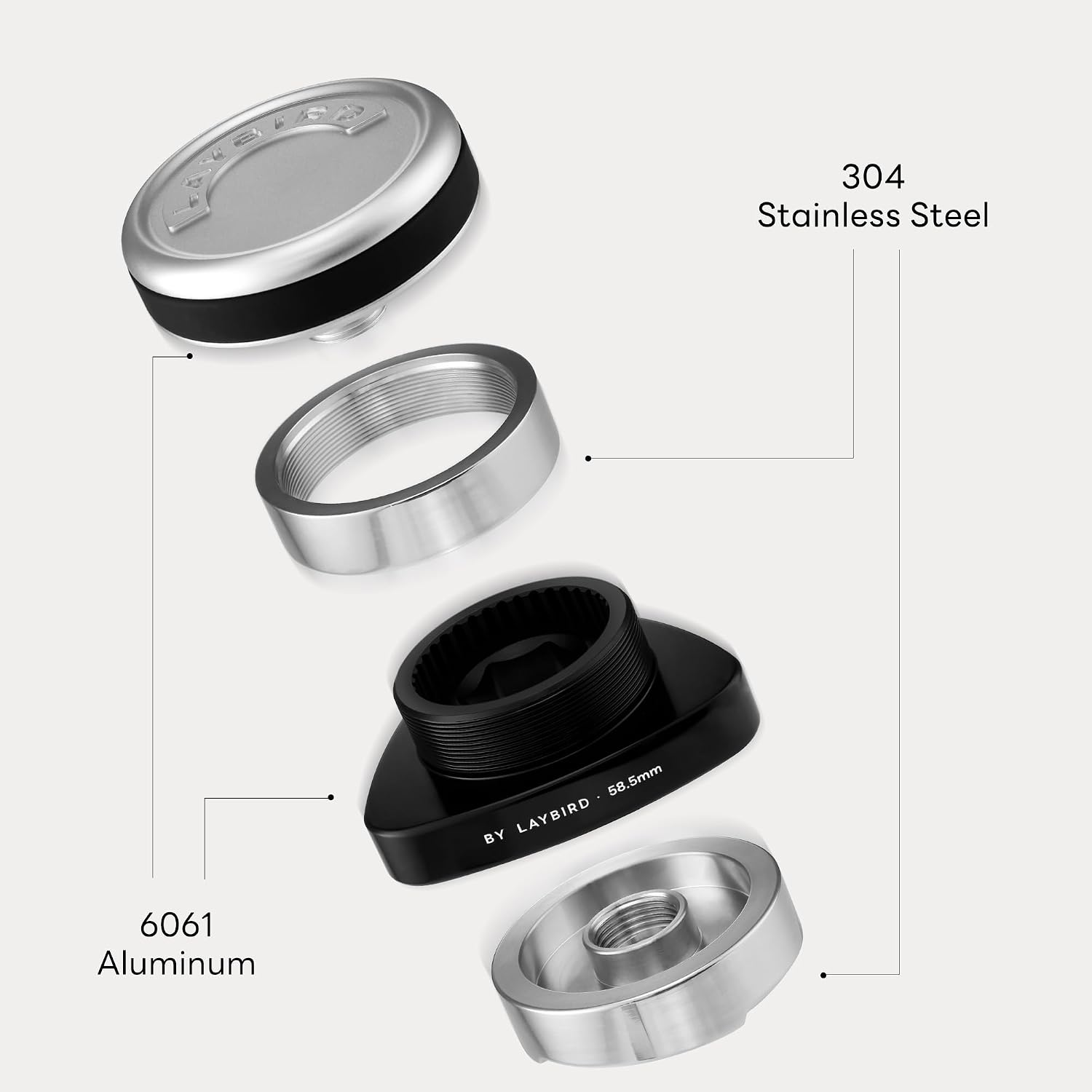 LAYBIRD TriSpin Espresso Distributor, Gravity Coffee Distributor with 4-Paddle Design, Adjustable Depth Espresso Leveler, 304 Stainless Steel Portafilter Distribution Tool (53.3-54mm)