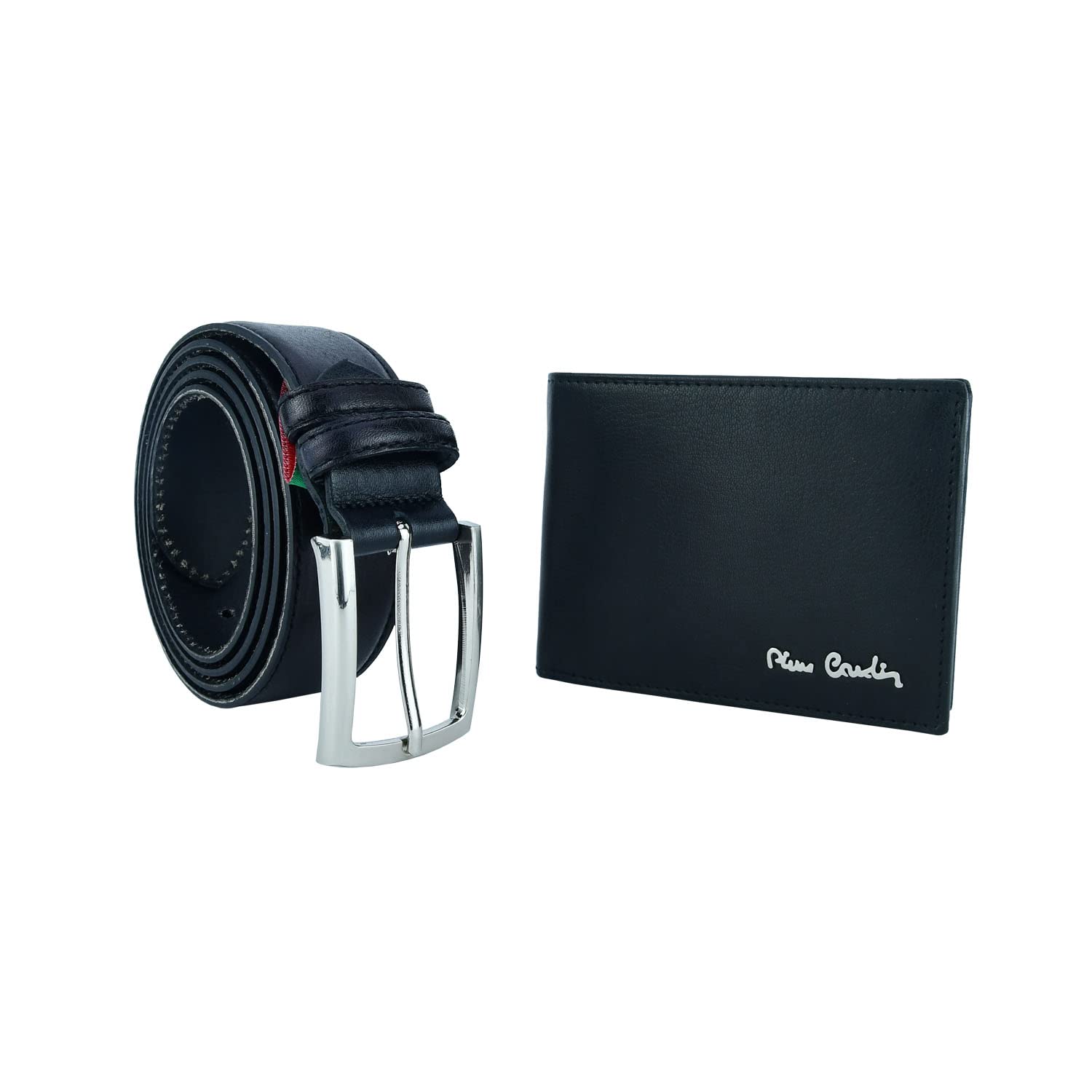 Pierre Cardin Men's Gift Set - Genuine Leather RFID Blocking Wallet & Adjustable Belt, Black