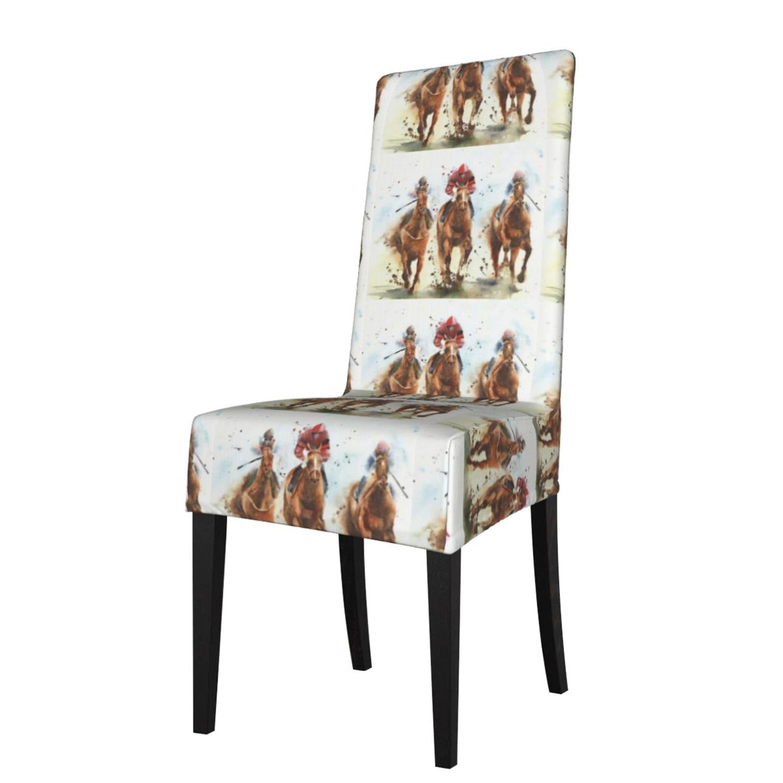 Yyhwhjde Black Horse Race Riding Prints Dining Chair Throw Covers - Stretchable Spandex Slipcovers For Chair Protection & Refreshing Your Dining Room