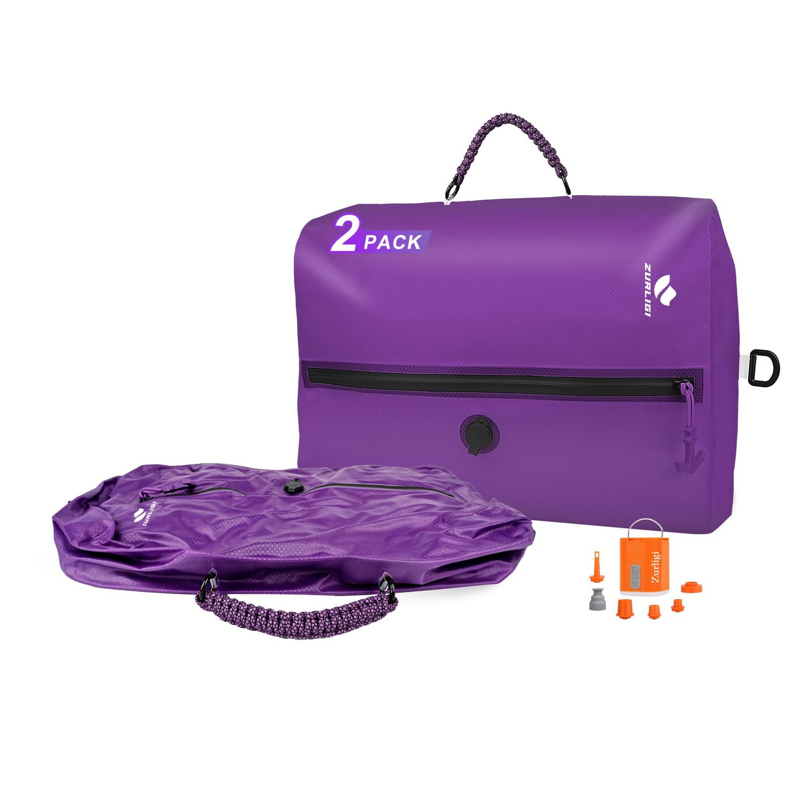 Zurligi Travel Vacuum Bags with Pump, Reusable Anti-Rip Durable Nylon Compression Packing Cube for Clothes, IPX8 Waterproof Vacuum Compression Bags with Handle for Carry-On Luggage & Travel Gear — image 1