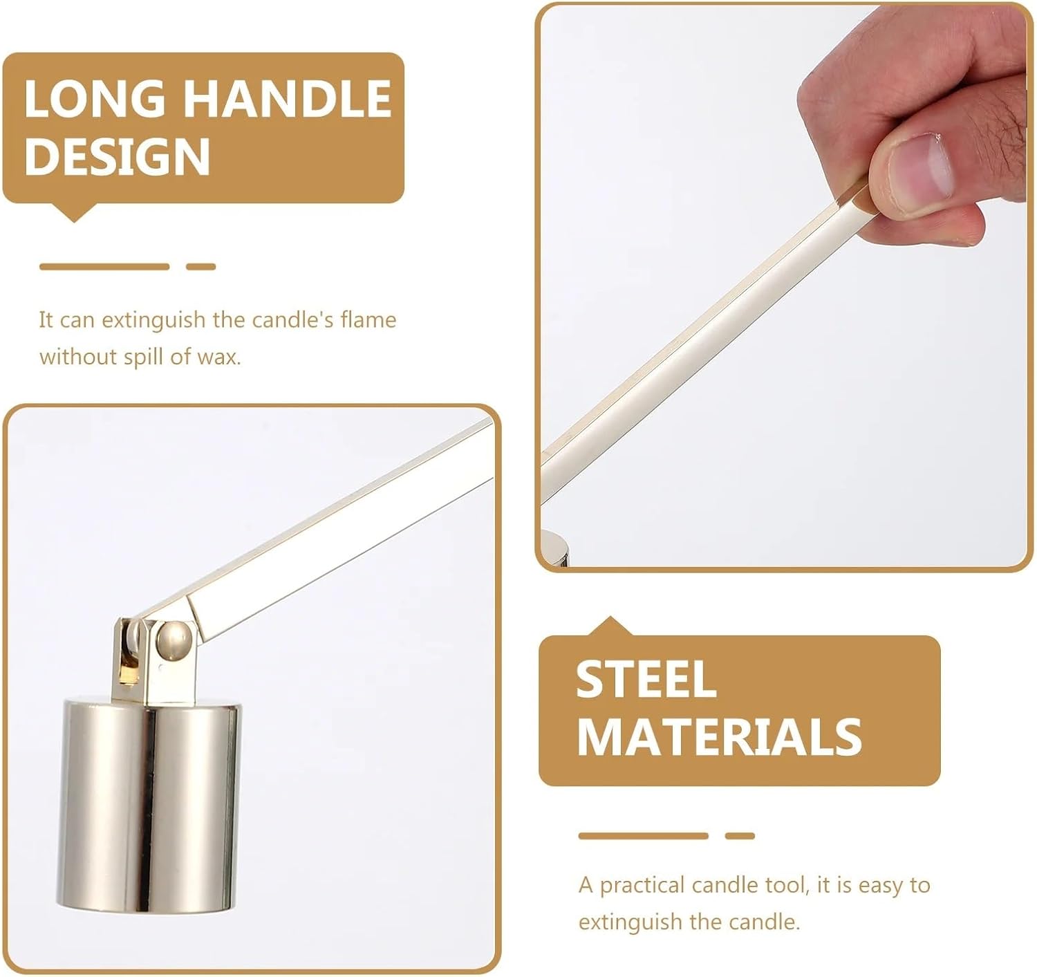 Candle Snuffer 4Pcs Snuffer Portable Extinguishers Decorative Stainless Steel for Putting Out Wick