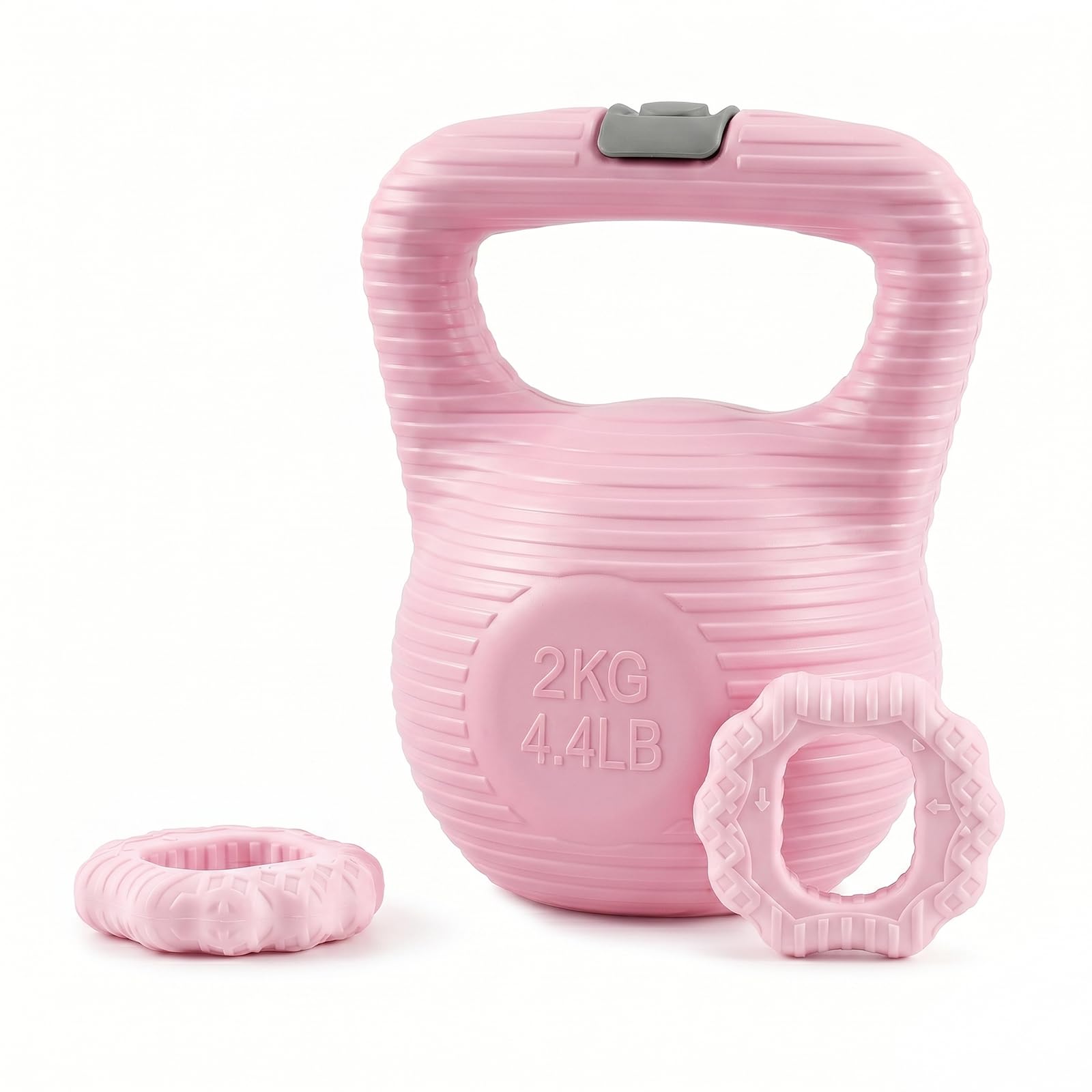 Home Fitness Set, Kettlebell and 2 Silicone Grip Trainers (Pink, 2kg)
