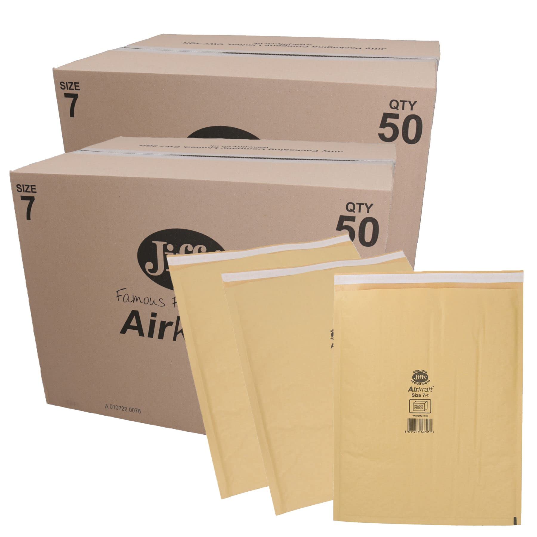Lot de 100 enveloppes matelassées à bulles dorées Taille 7