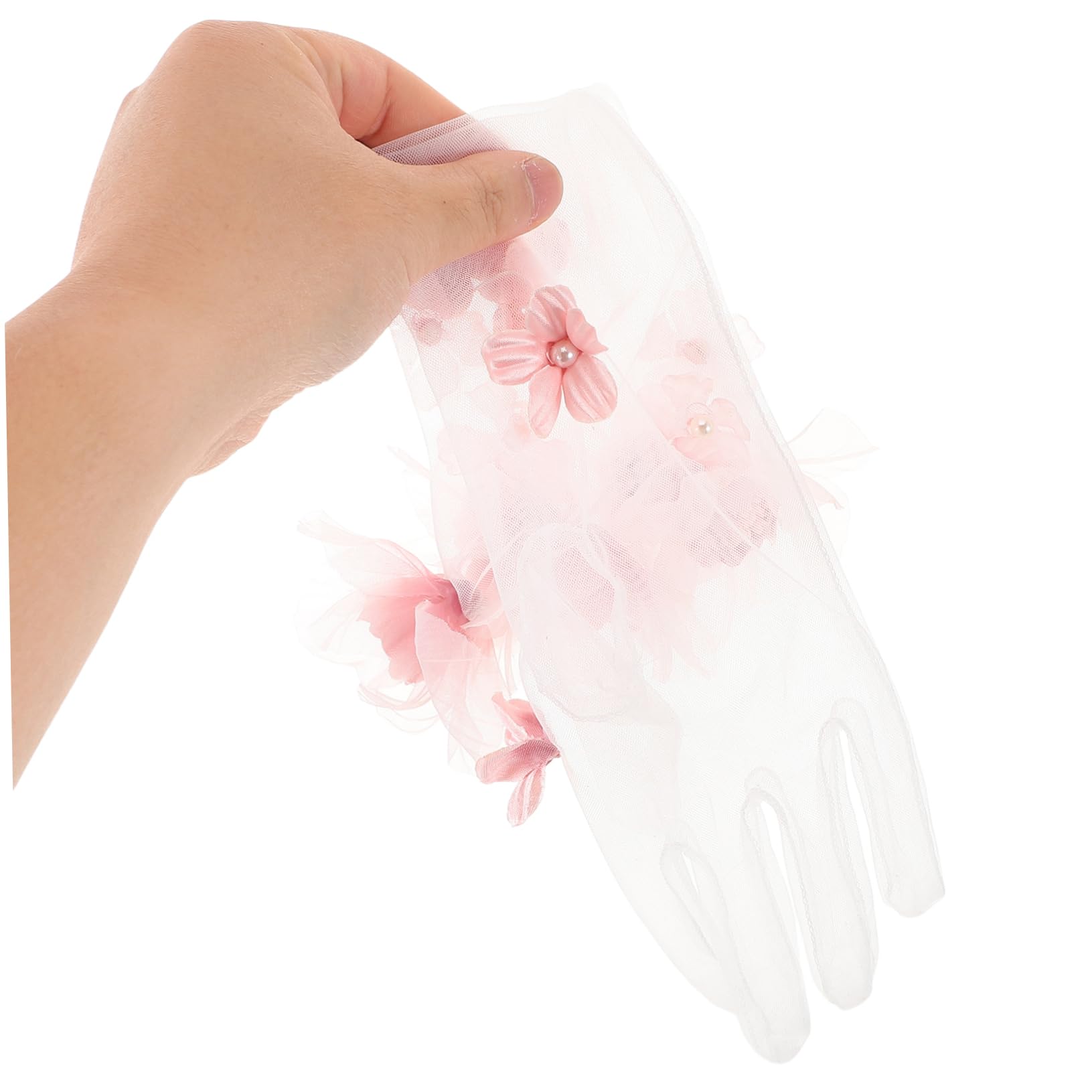 Gatuida Guantes de Novia de Tul Rosa, Largos y Ligeros, Transpirables y Cómodos para Boda o Fiesta de Té,