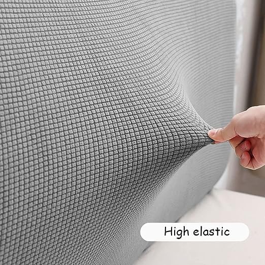 Image of HOMETHREADS Stretchable Lycra /Velvet Bed Headboard Cover Soft BedHead Dust-Proof Cover,Head Back Protector for Your Leather /Cloth /Wooden Bedside|3to3.3 Feet Single Bed Back Cover (Light Grey, 90x65cm)
