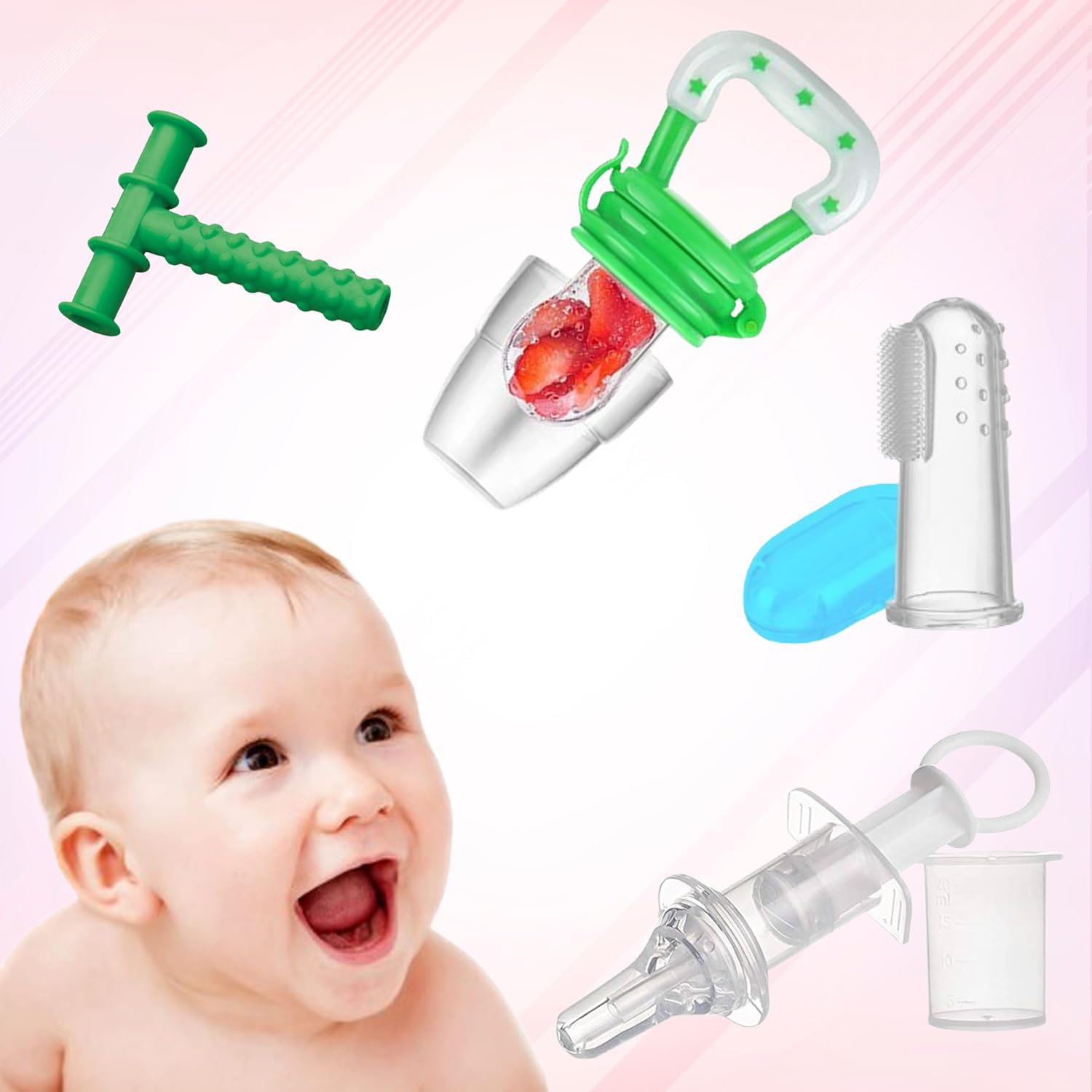 Safe-O-Kid Baby Oral Care & Feeding Combo – Finger Brush, Fruit Nibbler, Chewy Tube & Medicine Feeder | BPA-Free-picture-37