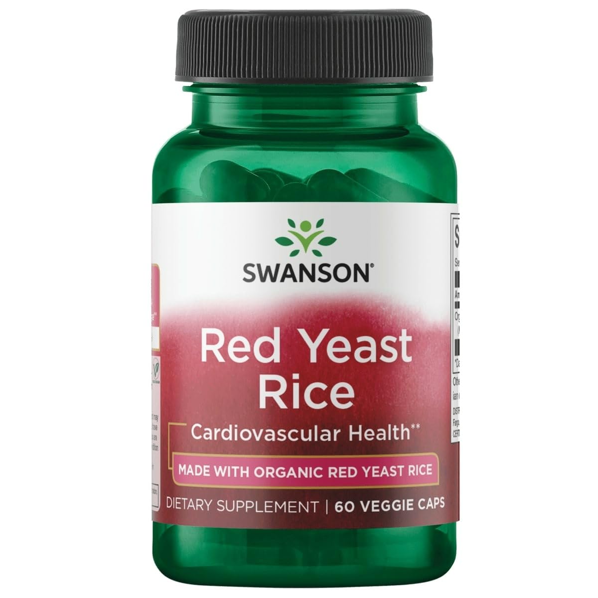 Swanson Made with Organic Traditional Red Yeast Rice, 600 mg, 60 Veg Caps 60 Count (Pack of 1)