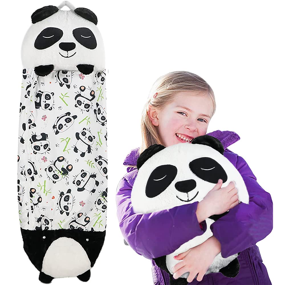 Masroo Kids Sleeping Bag With Pillow, Soft And Warm Large Childrens Sleeping Bag For Girls And Boys Camping, 2 In 1 Foldable Portable Fun Animal Play Pillow Napper Sleeping Bags For Kids Gift