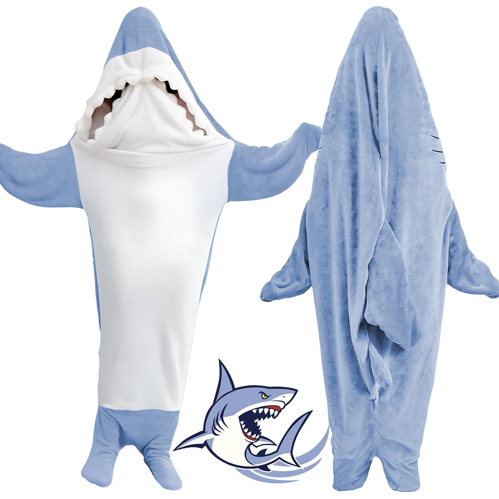 Shark Blanket, Shark Blanket Hoodie Onesie Sleeping Bag, Wearable Flannel Shark Blanket for Cosplay Cartoon, XL