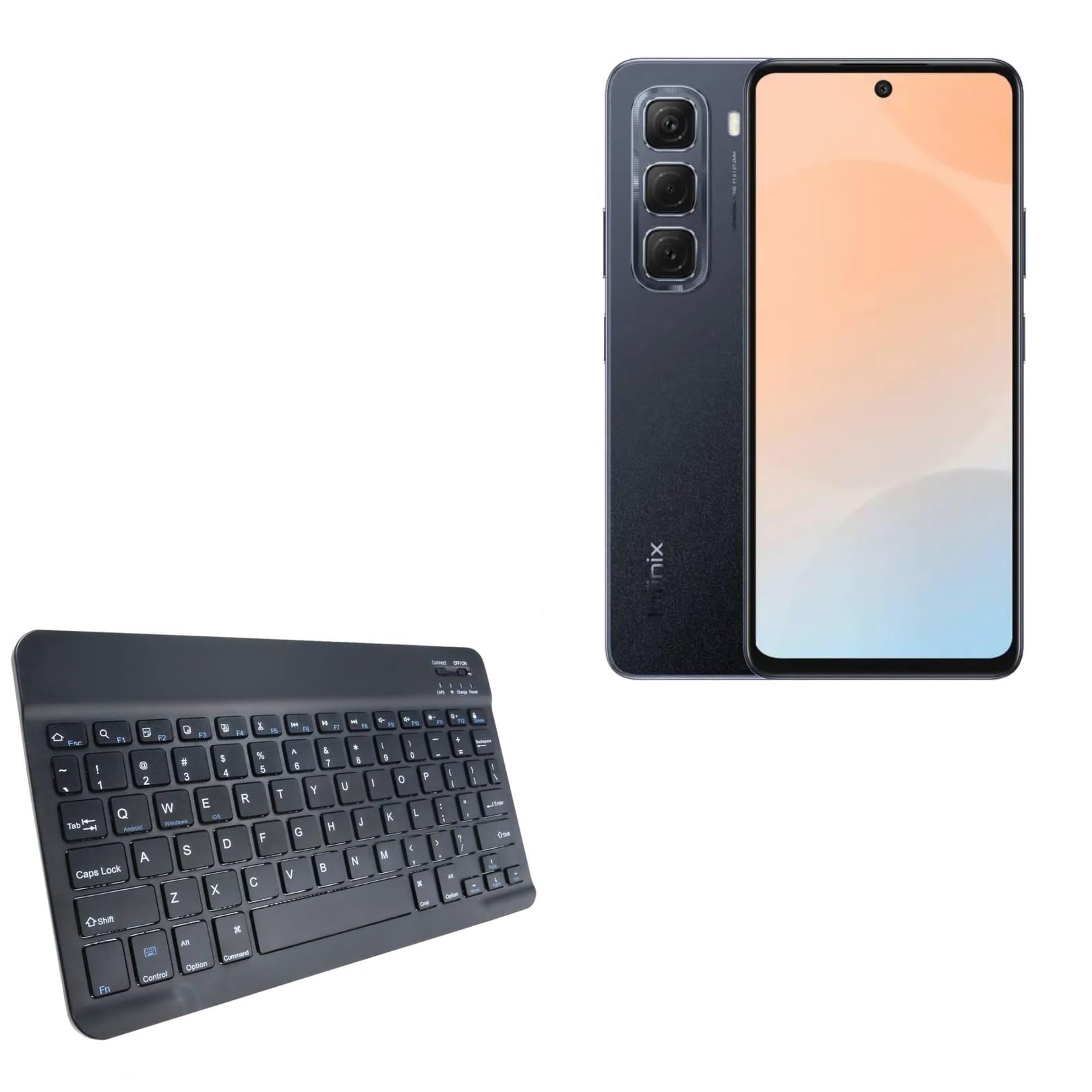 BoxWave Keyboard Compatible with Infinix Hot 50 4G - SlimKeys Bluetooth Keyboard, Portable Thin with Chiclet-Style Keys - Jet Black