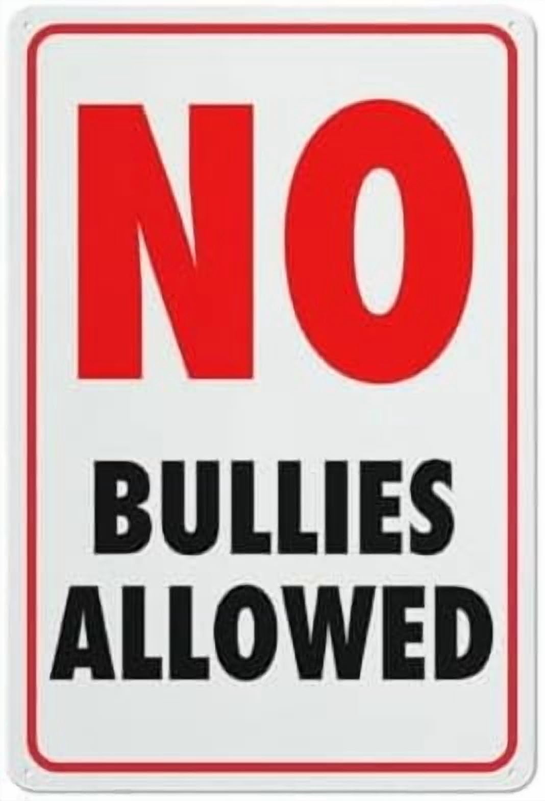 (2-Pack) Metal Tin Sign No Bullies Allowed Sign 12X8 Inch Uv Ink Printed For House And Business