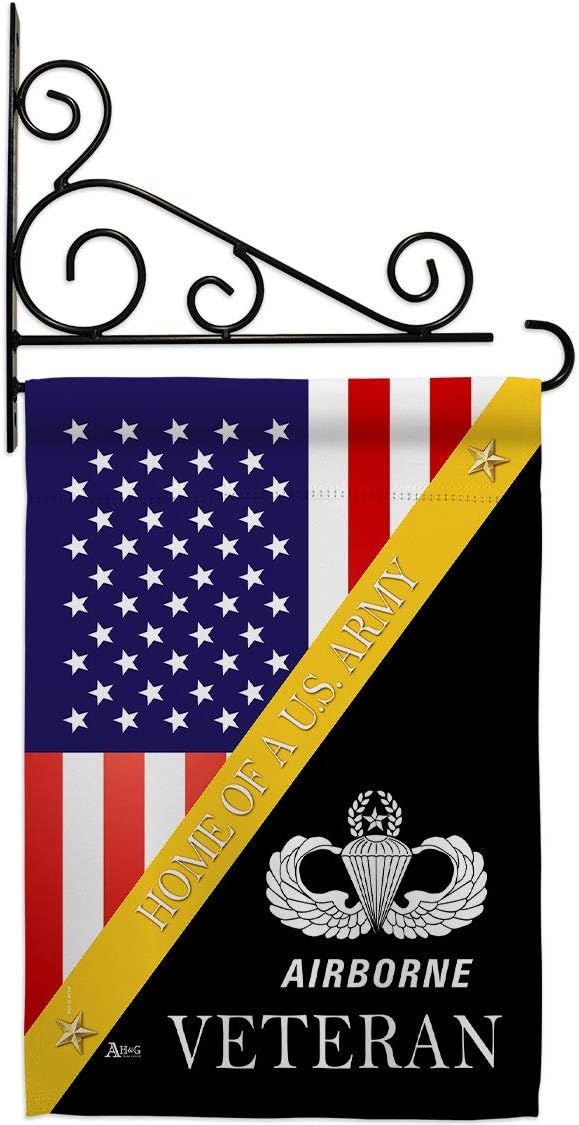 Home of Airborne Garden Flag Set Wall Holder Armed Forces Army Rangers United State American Military Veteran Retire Official Small Gift Yard House Banner Double-Sided Made In USA 13 X 18.5
