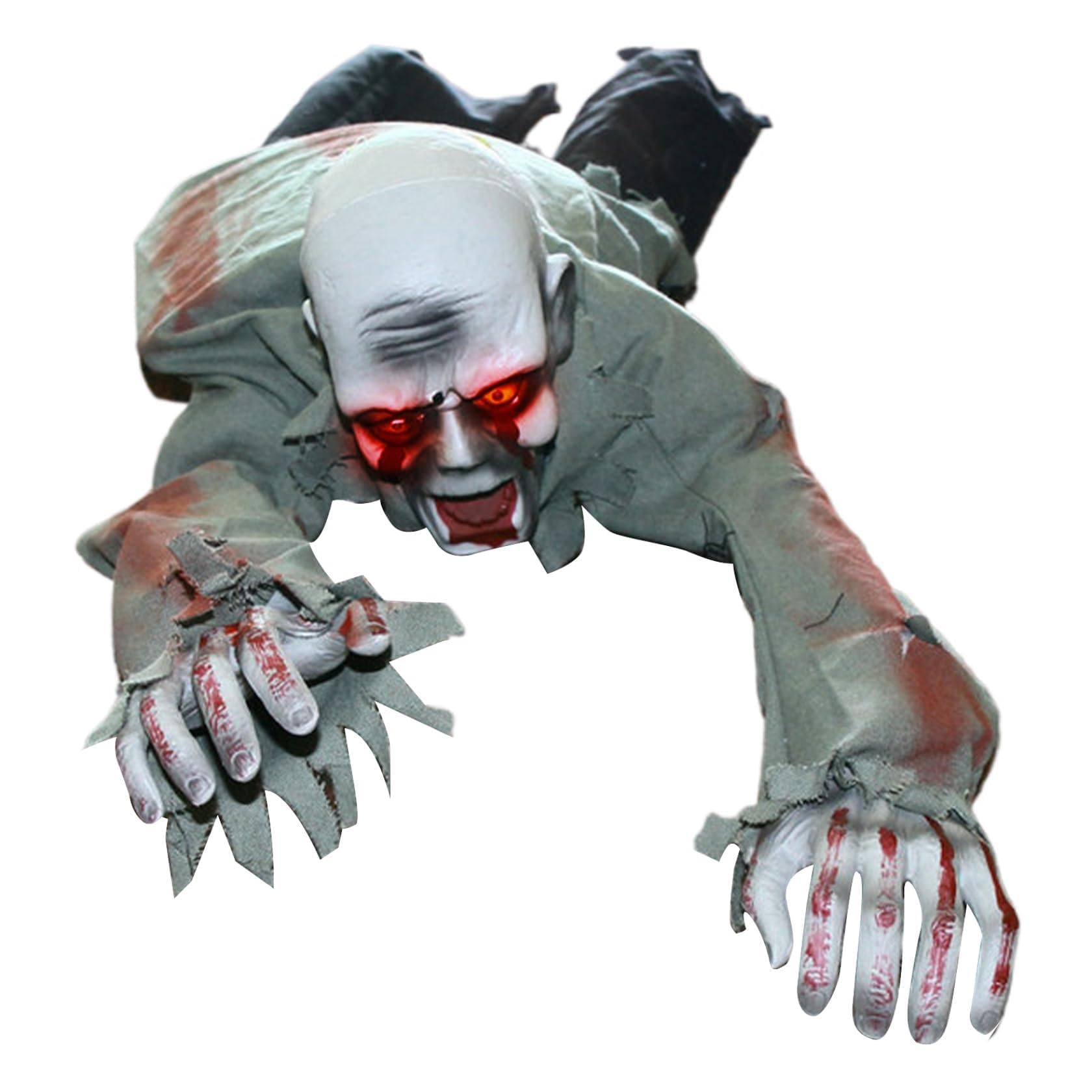 CNAFGBGG Crawling Zombie Scray Bloody Zombie Decorations with Light Up Eye Sound Activated 41in Halloween Animatronics for Yard, Haunted House, Party, Bar..