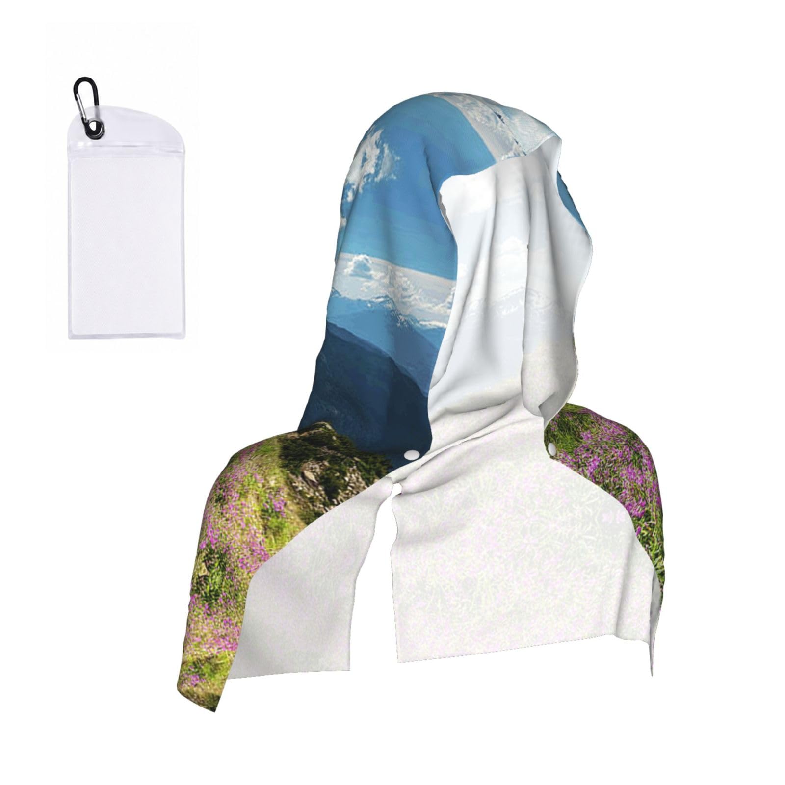 SATUSA Mountains Print Cooling Hoodie Towel, Cooling Towels For Neck And Face, Quick Drying Absorbent Cooling Head Towel Beach Camping Gym Construction(2pcs)