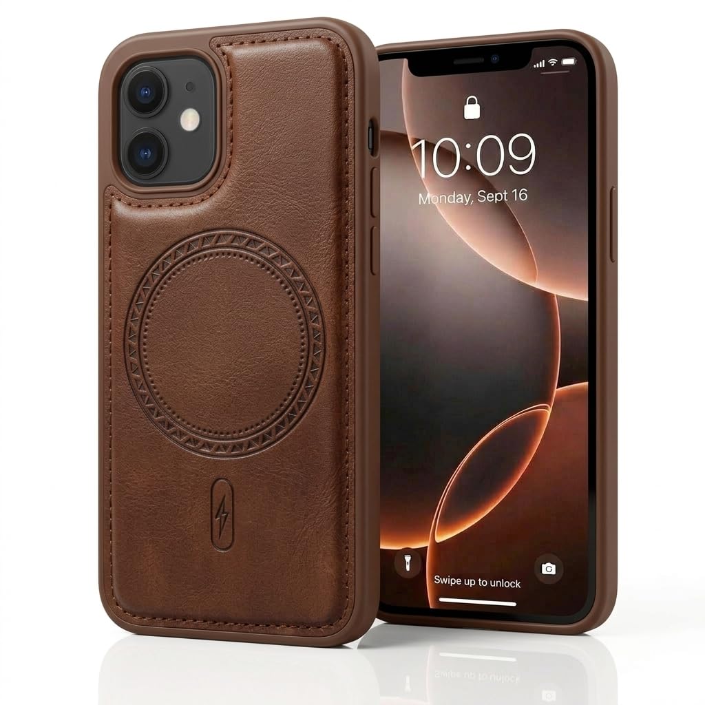 Amazon Basics iPhone 11 PU Leather Case Brown - Image 1