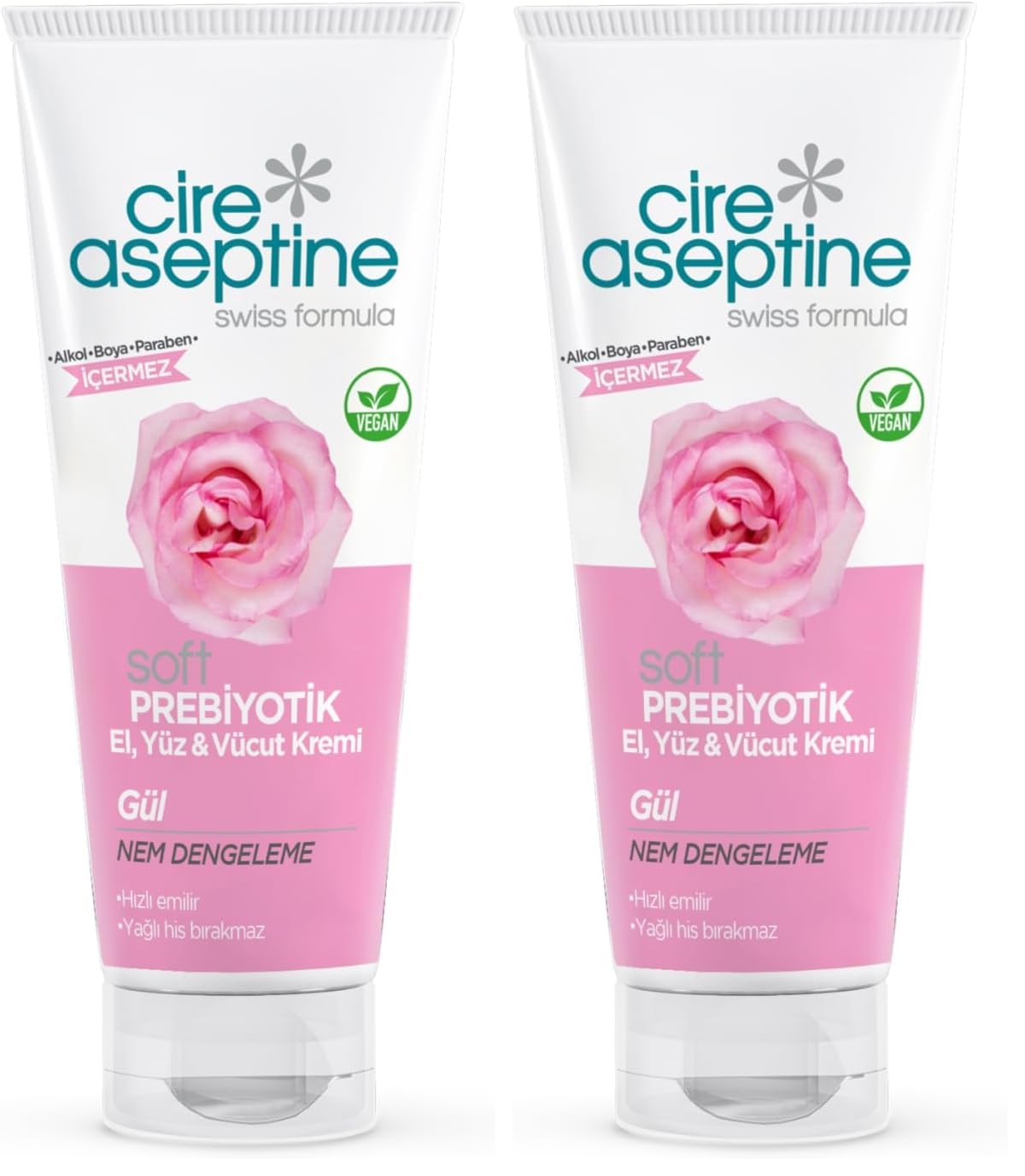 CİRE ASEPTİNE Soft Prebiyotik Gül El, Yüz ve Vücut Kremi 75 ml (2 paketi)