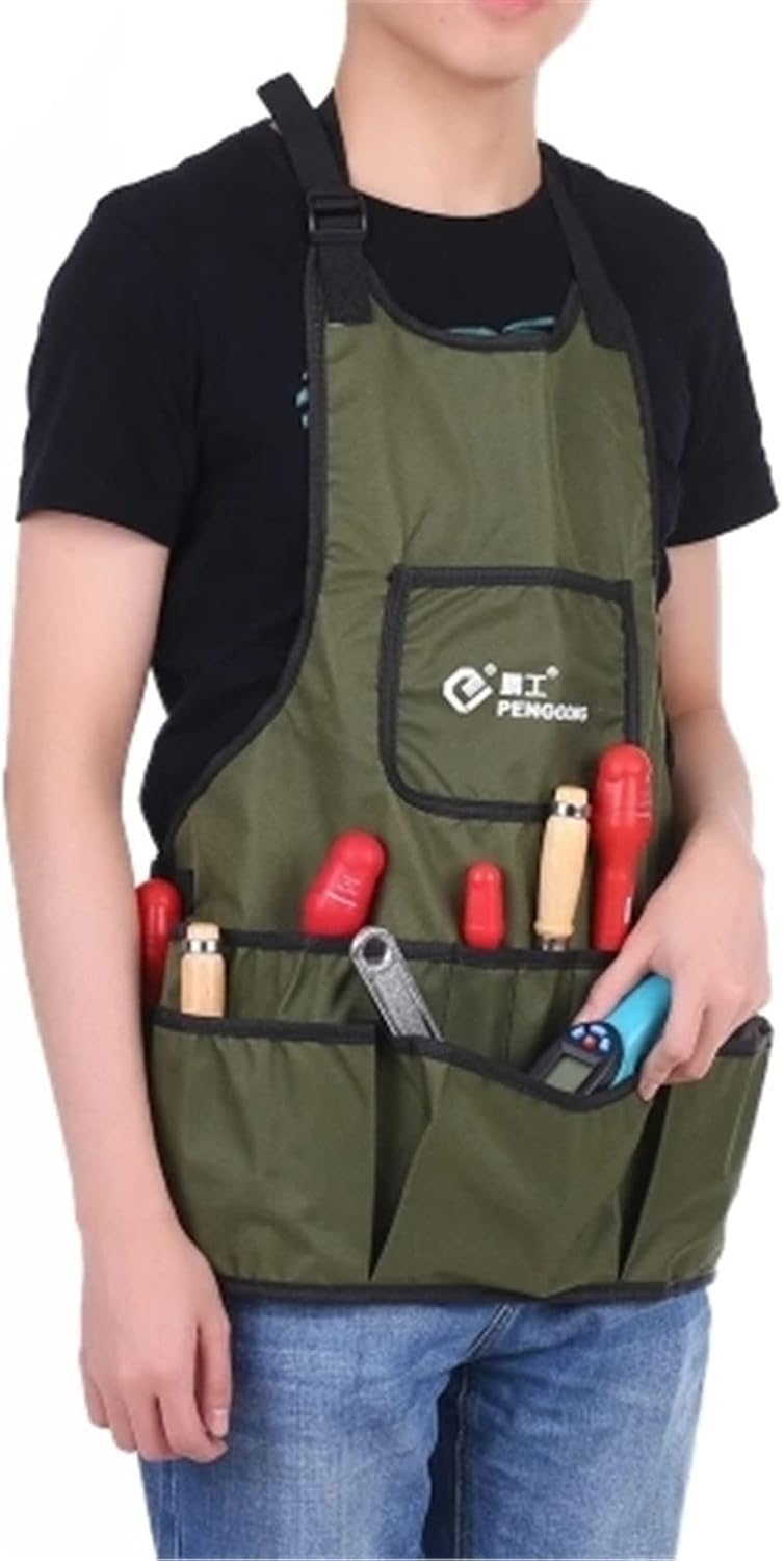 Tool Apron Waterproof Canvas Gardening Tool Apron Tools Bag with Pockets for Gardening Baking Working
