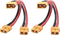 Vista 8 de Cable conector de batería paralelo XT60 corto, 14 AWG 1 hembra a 2 machos y divisor en Y, 3.93 pulgadas para cuadricóptero RC Multicopter