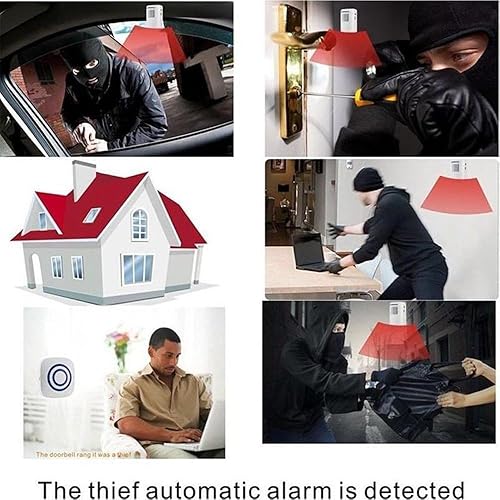 Miniatura 6 de Alarma inalámbrica de seguridad para el hogar, alerta de entrada de Enegg y timbre de timbre de puerta de visitante con 1 receptor enchufable y 2