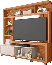 Estante Home Theater Para TV Até 70 Polegadas 2,10m Atlanta Madeirado/Off White Caemmun