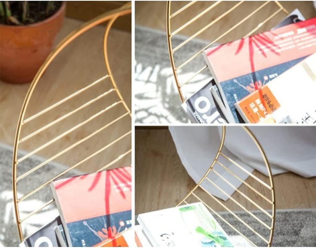 Creative Magazine Holder Office Simple Bookshelf Portable Modern Magazine Storage Decor File Organizer Rack-Gold||48 * 33 * 53cm