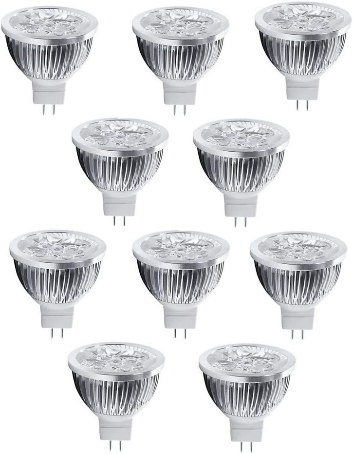MR16/GU5.3 12V 4W LED Bulbs Warm Light 3000K LED Spotlights -35Watt Equivalent - 350 Lumen High Power Lamp 30 Degree Beam Angle for Landscape Recessed Track Lighting(10-Pack)